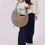 Gucci Monogram Canvas Half Moon Whipstitch Hobo - FashioNica