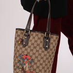 Gucci Monogram Canvas Mushroom Embroidered Tote - FashioNica