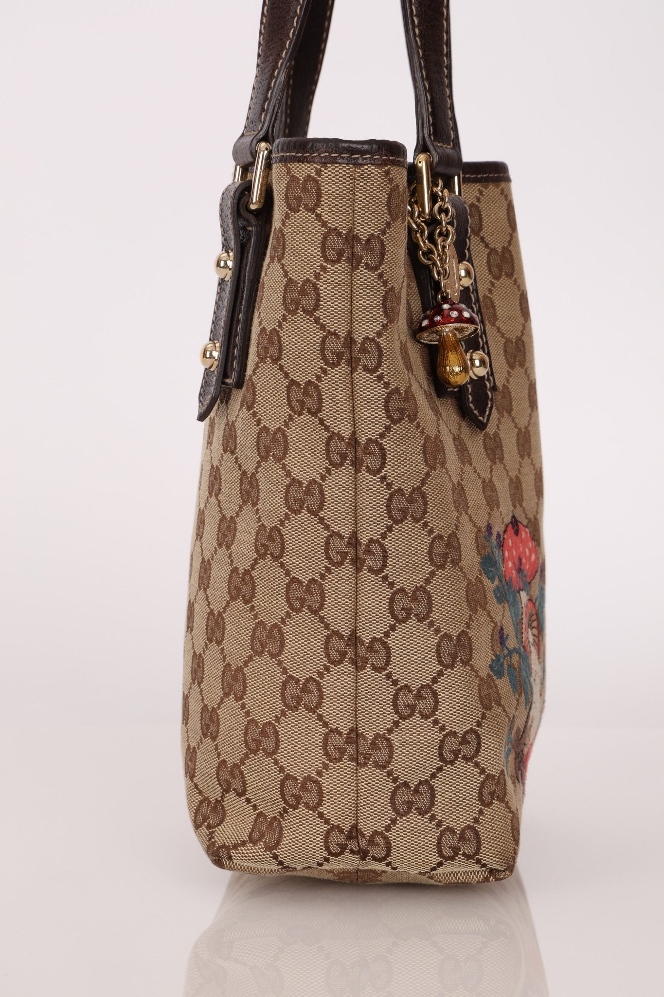 Gucci Monogram Canvas Mushroom Embroidered Tote - FashioNica