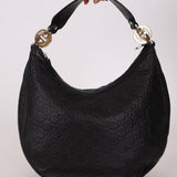 Gucci Monogram Embossed Leather Hobo - FashioNica