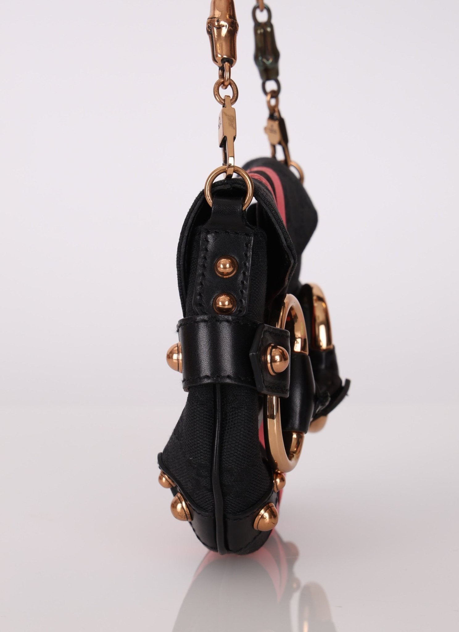 Gucci Monogram Horsebit Web Bamboo Chain Flap RGHW - FashioNica