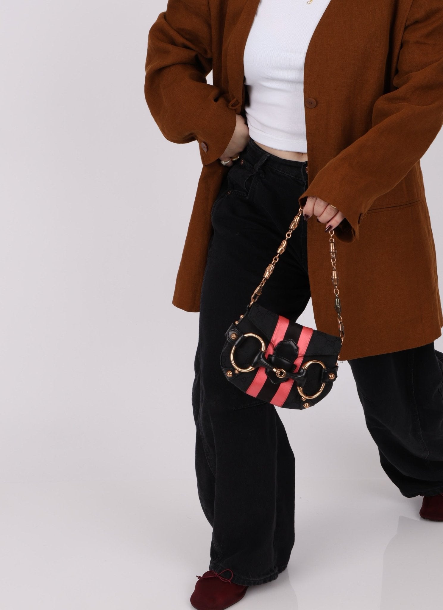 Gucci Monogram Horsebit Web Bamboo Chain Flap RGHW - FashioNica