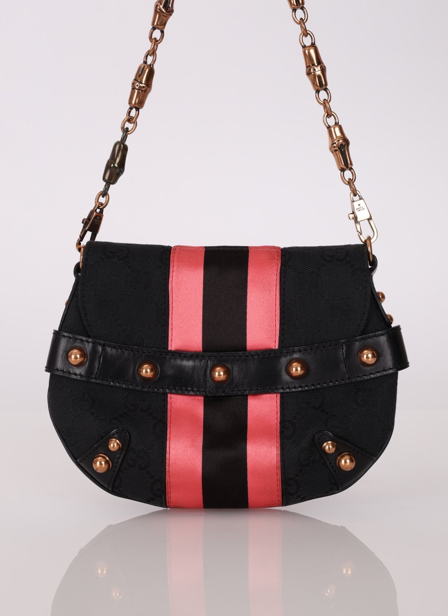 Gucci Monogram Horsebit Web Bamboo Chain Flap RGHW - FashioNica