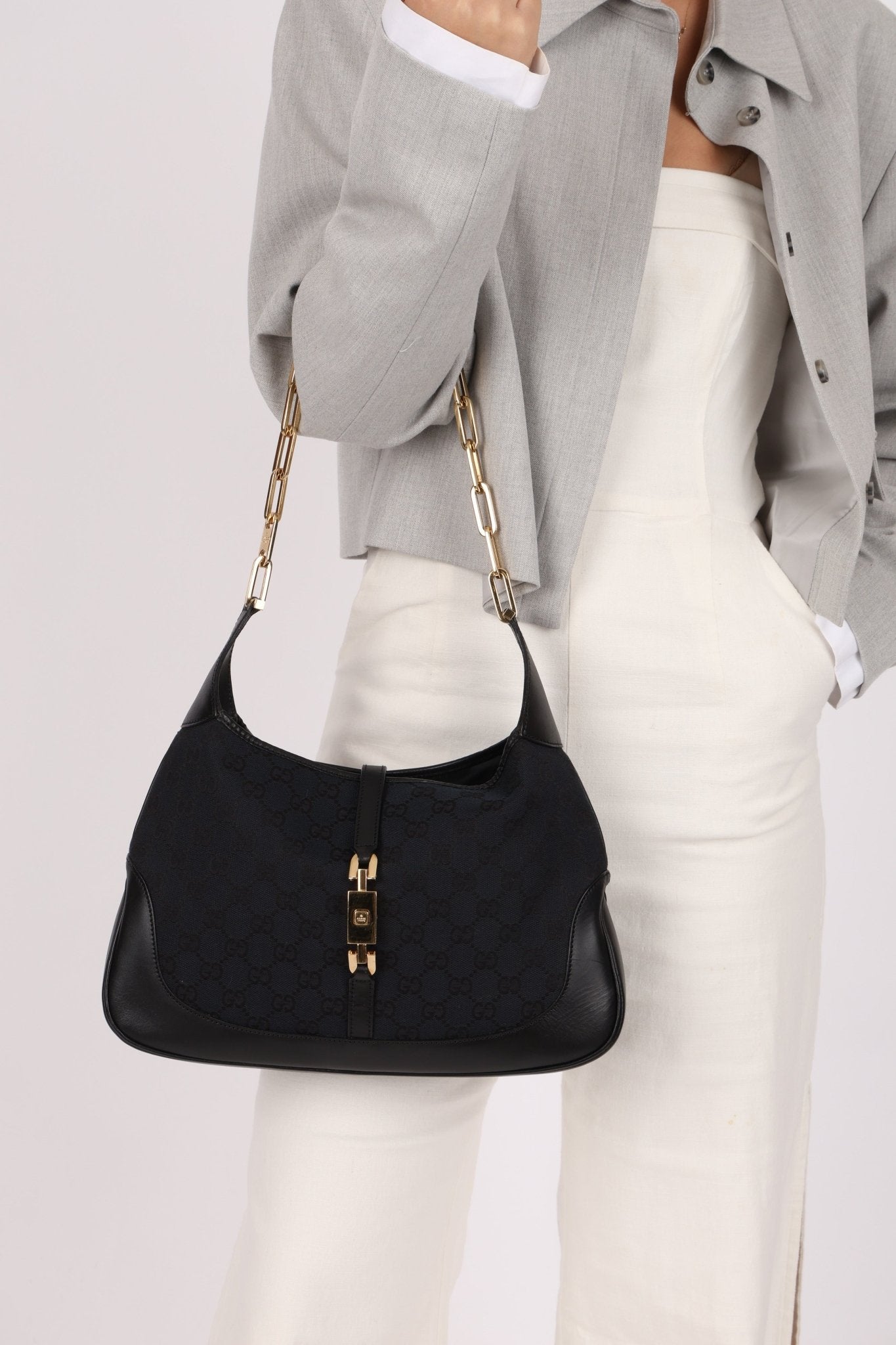 Gucci Monogram Medium Chain Jackie - FashioNica