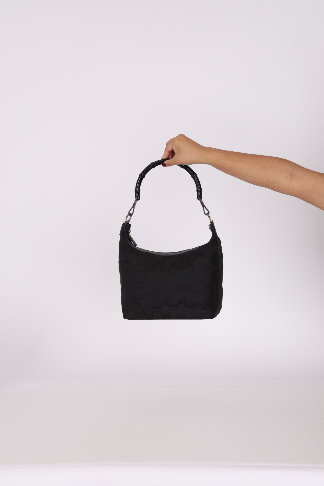 Gucci Monogram Nylon Bamboo Shoulder Bag - FashioNica