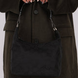 Gucci Monogram Nylon Bamboo Shoulder Bag - FashioNica