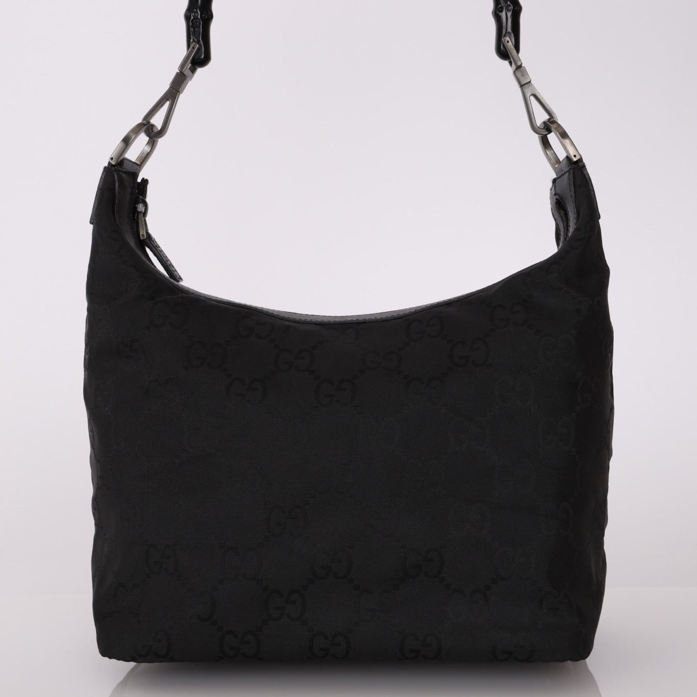 Gucci Monogram Nylon Bamboo Shoulder Bag - FashioNica