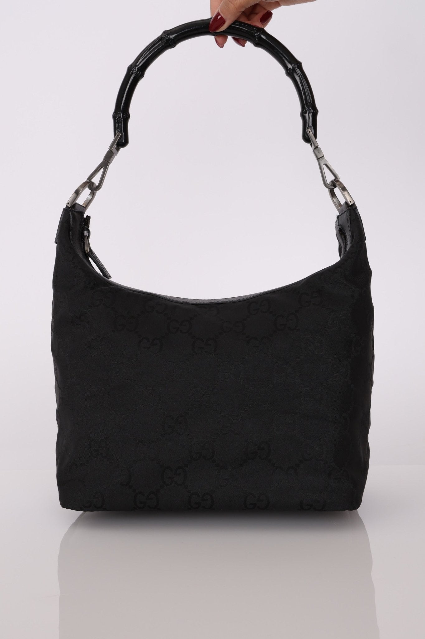 Gucci Monogram Nylon Bamboo Shoulder Bag - FashioNica