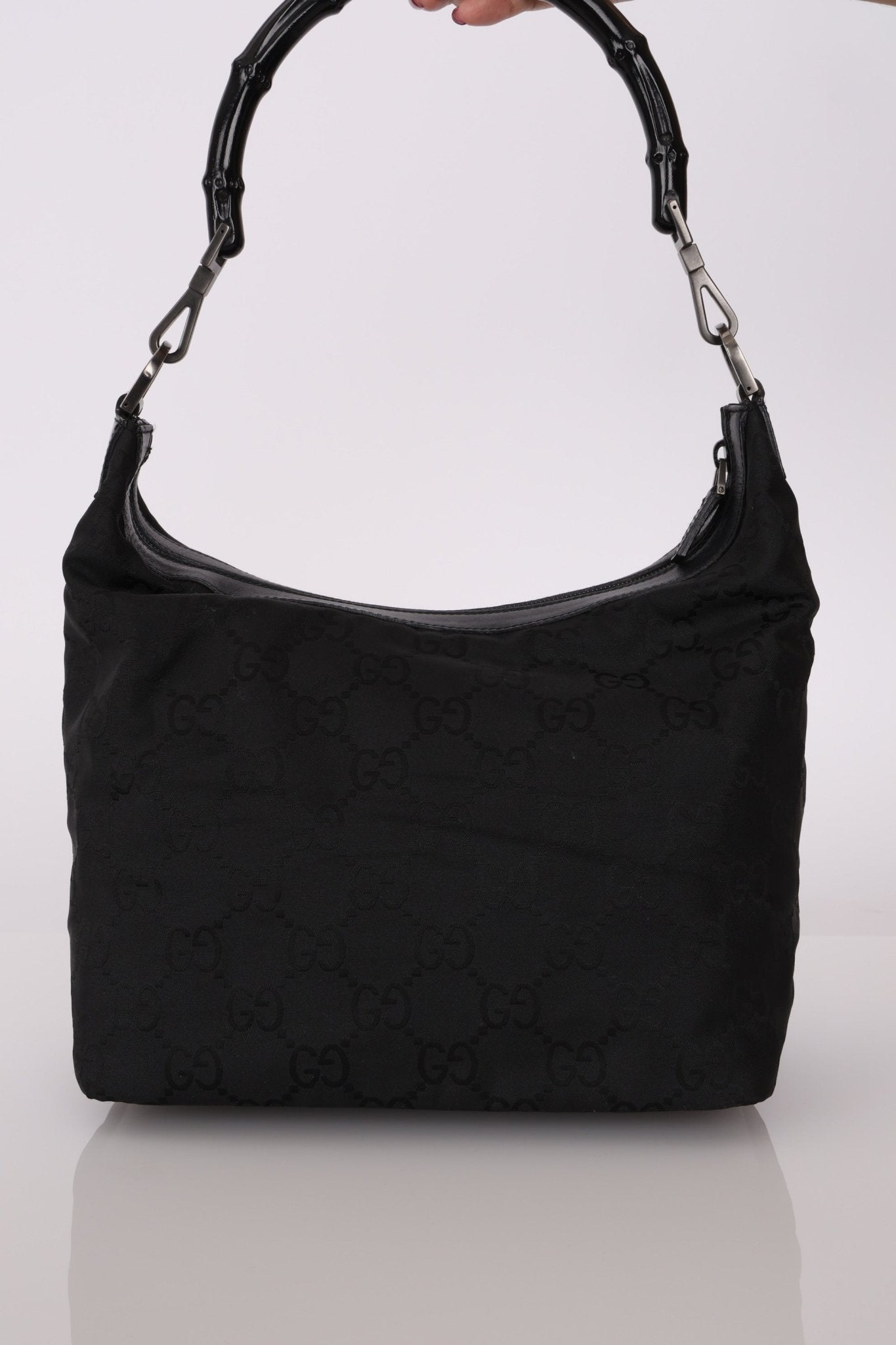 Gucci Monogram Nylon Bamboo Shoulder Bag - FashioNica