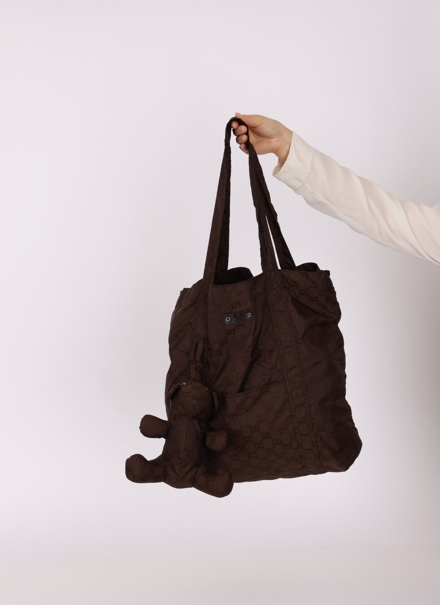 Gucci Monogram Nylon Teddy Bear Tote - FashioNica