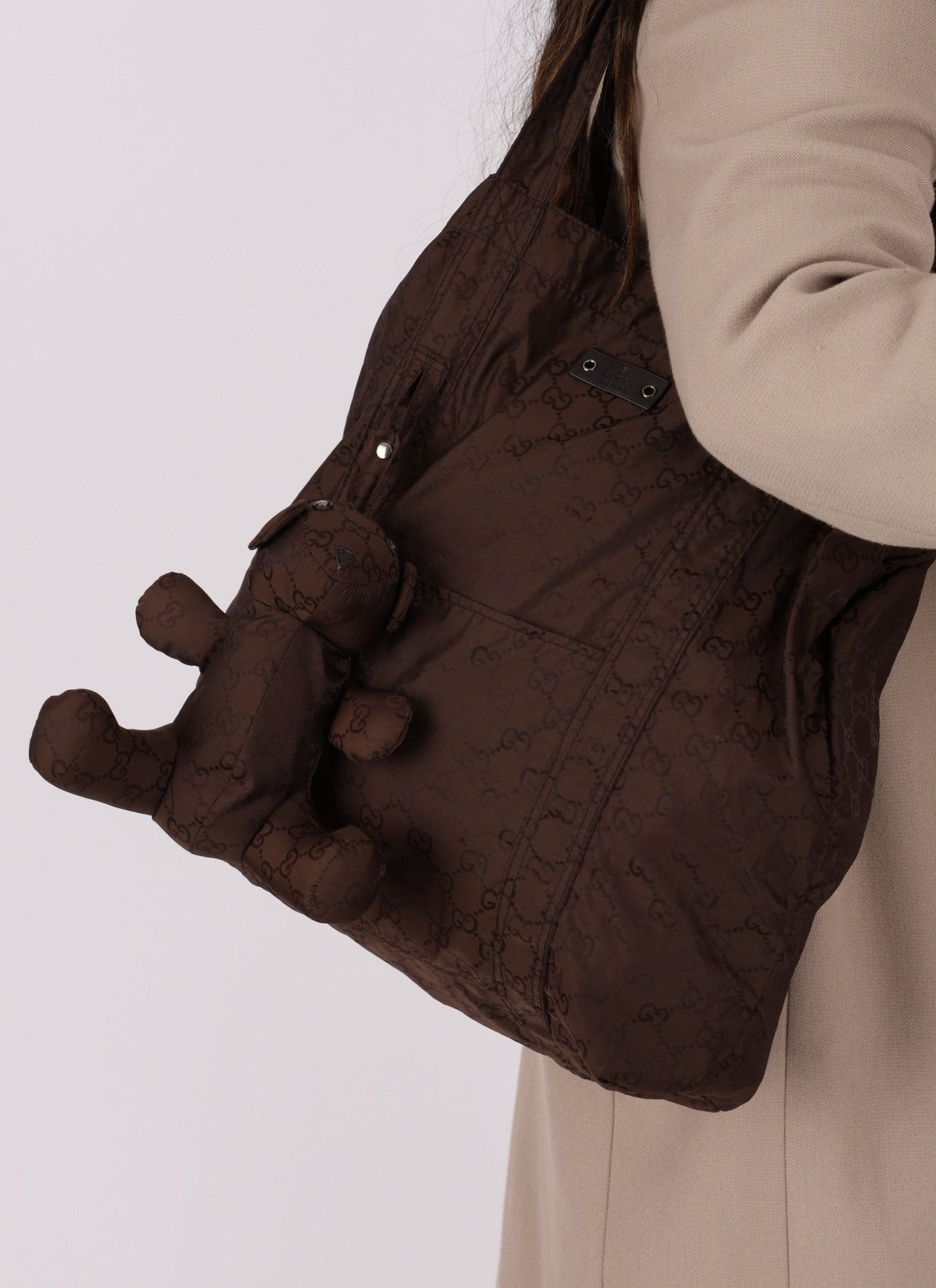 Gucci Monogram Nylon Teddy Bear Tote - FashioNica