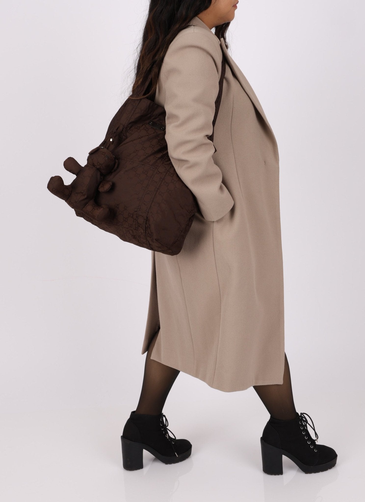 Gucci Monogram Nylon Teddy Bear Tote - FashioNica