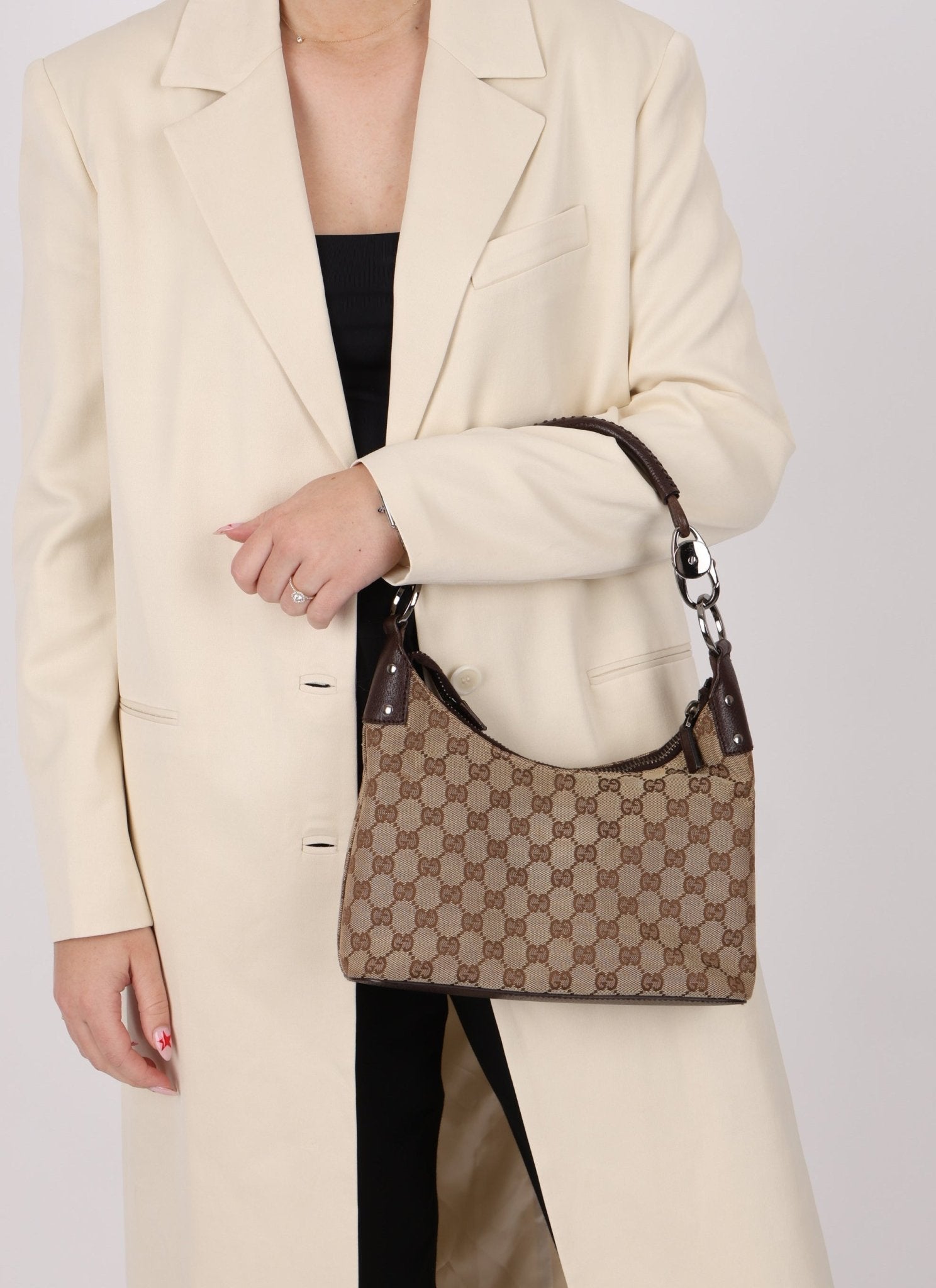 Gucci Monogram Whipstitch Shoulder Bag - FashioNica