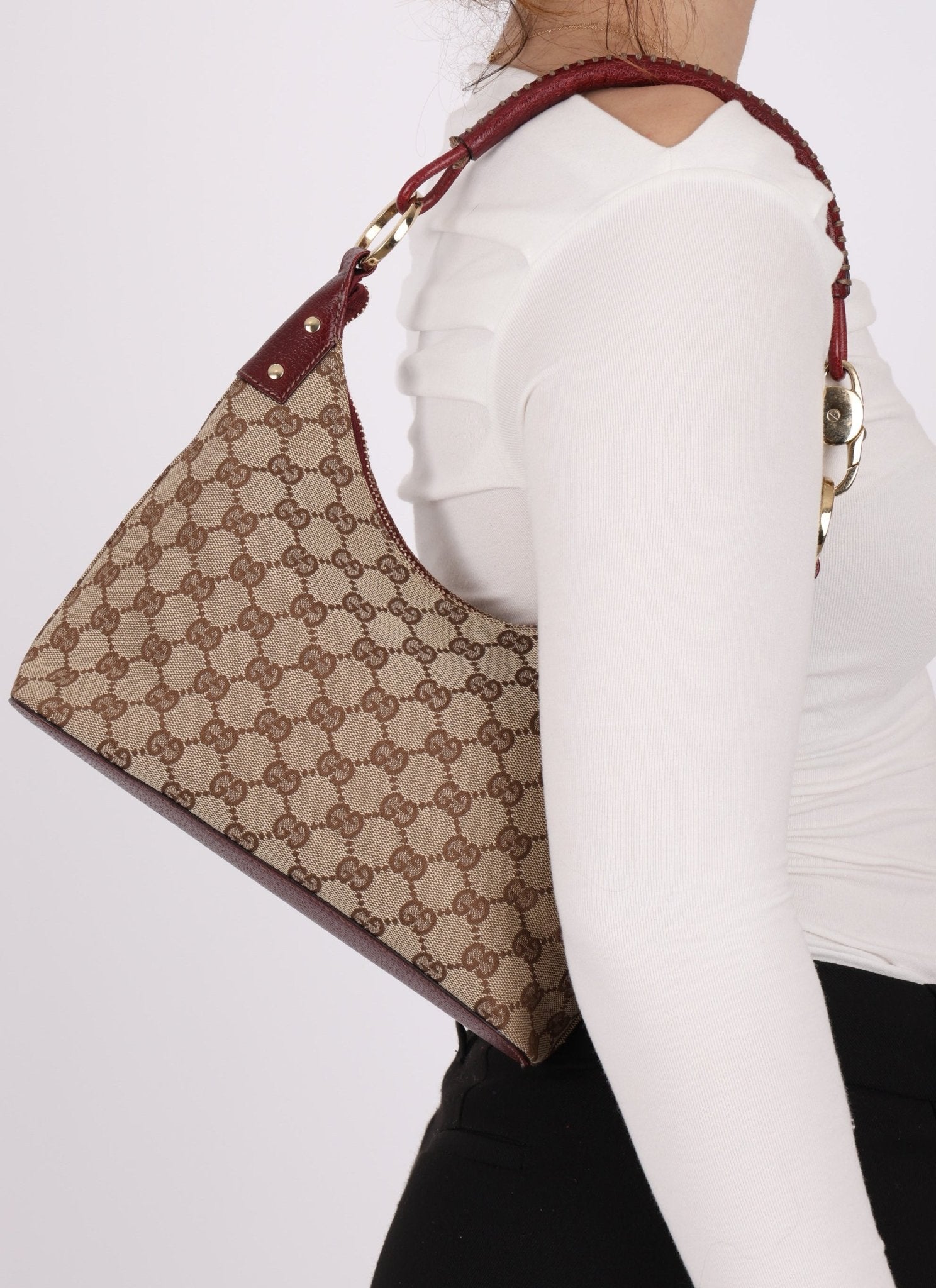 Gucci Monogram Whipstitch Shoulder Bag - FashioNica