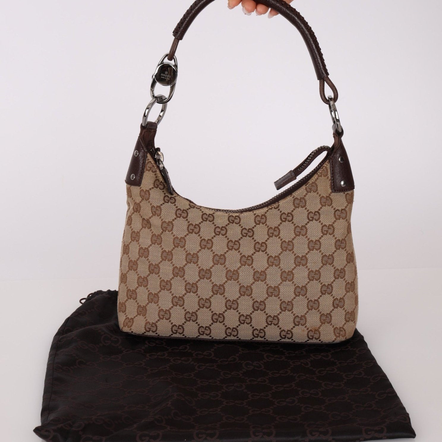 Gucci Monogram Whipstitch Shoulder Bag - FashioNica