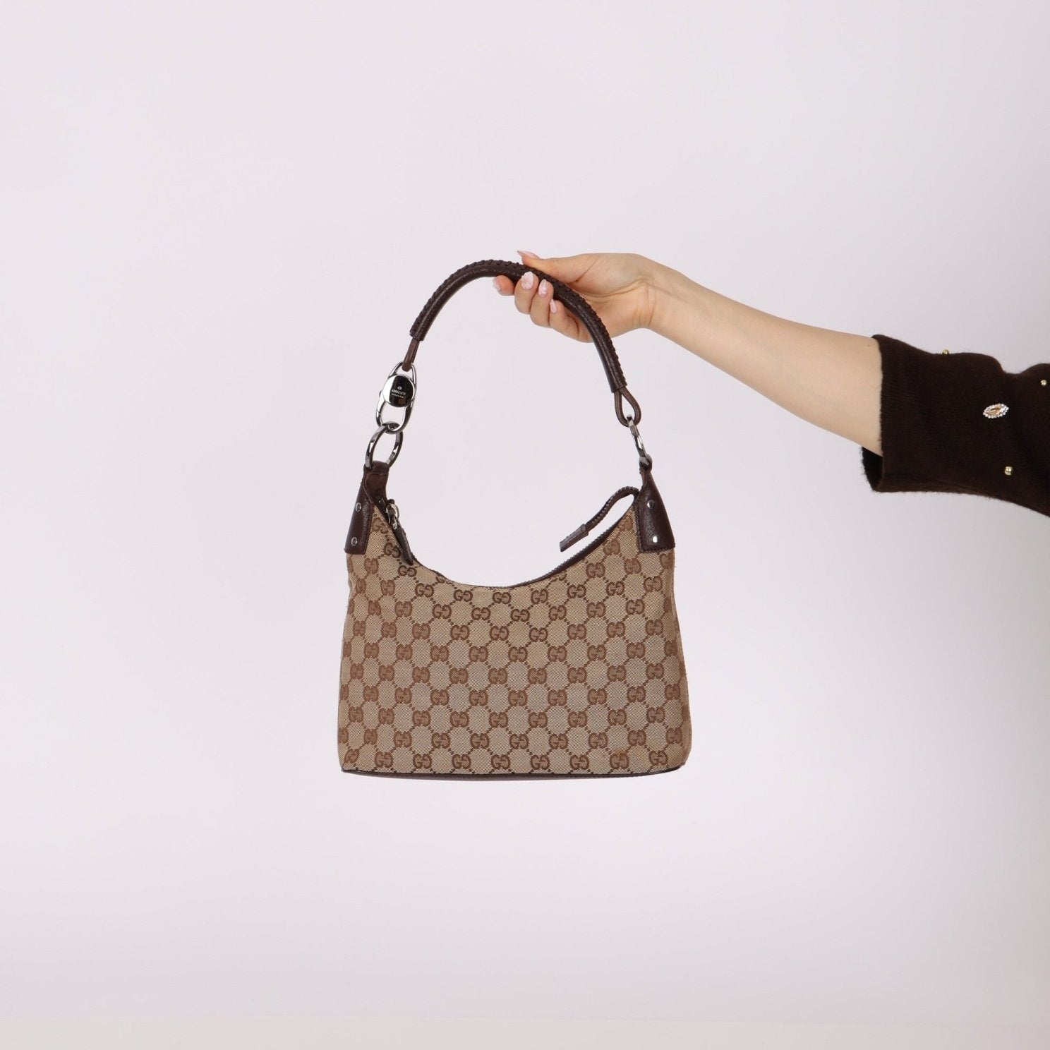 Gucci Monogram Whipstitch Shoulder Bag - FashioNica