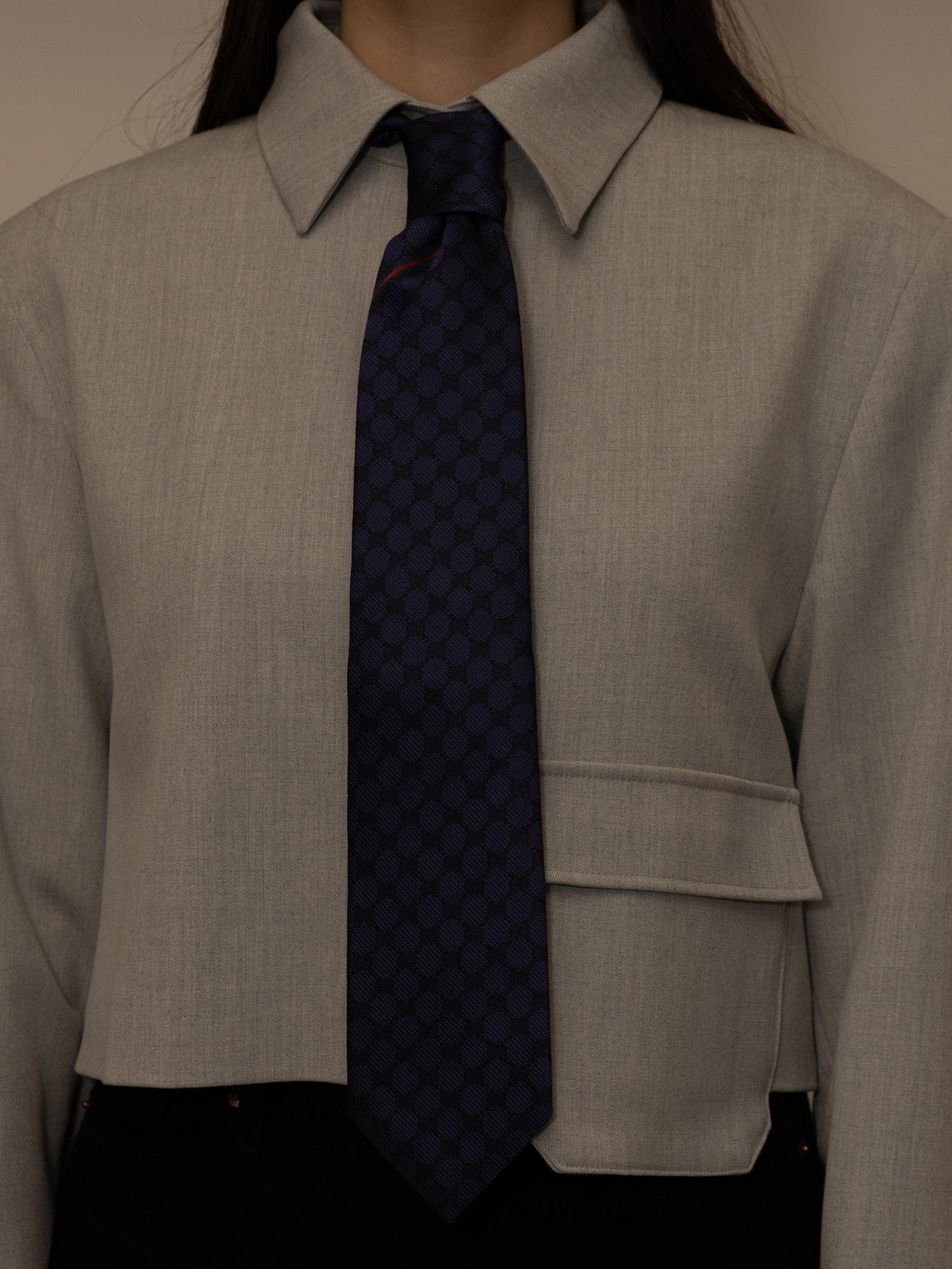 Gucci Navy Blue Monogram Silk Tie - FashioNica