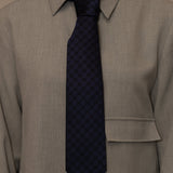 Gucci Navy Blue Monogram Silk Tie - FashioNica