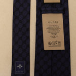 Gucci Navy Blue Monogram Silk Tie - FashioNica