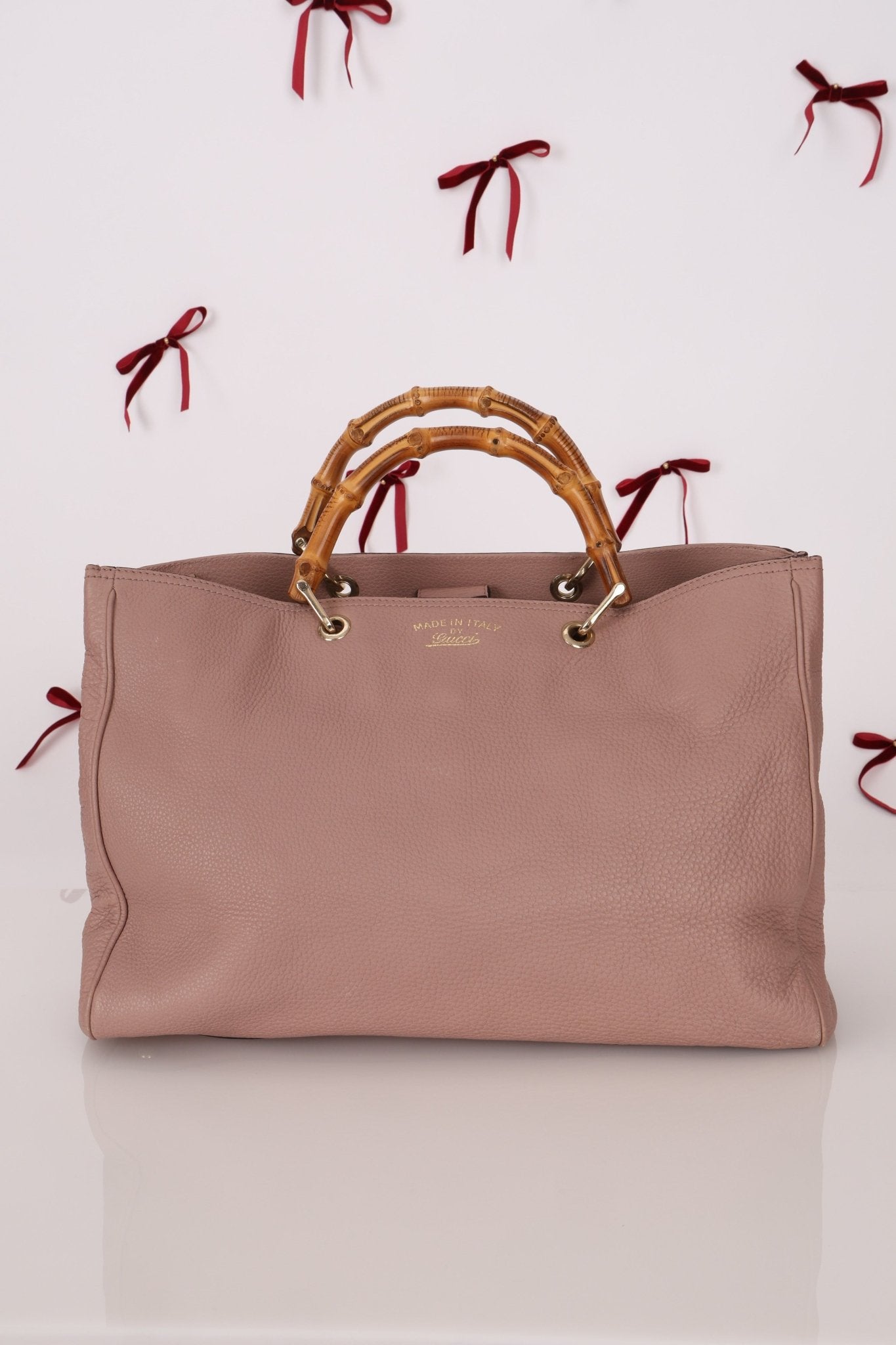 Gucci Nude Leather Bamboo Large Shopper Tote - FashioNica