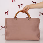 Gucci Nude Leather Bamboo Large Shopper Tote - FashioNica