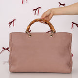 Gucci Nude Leather Bamboo Large Shopper Tote - FashioNica