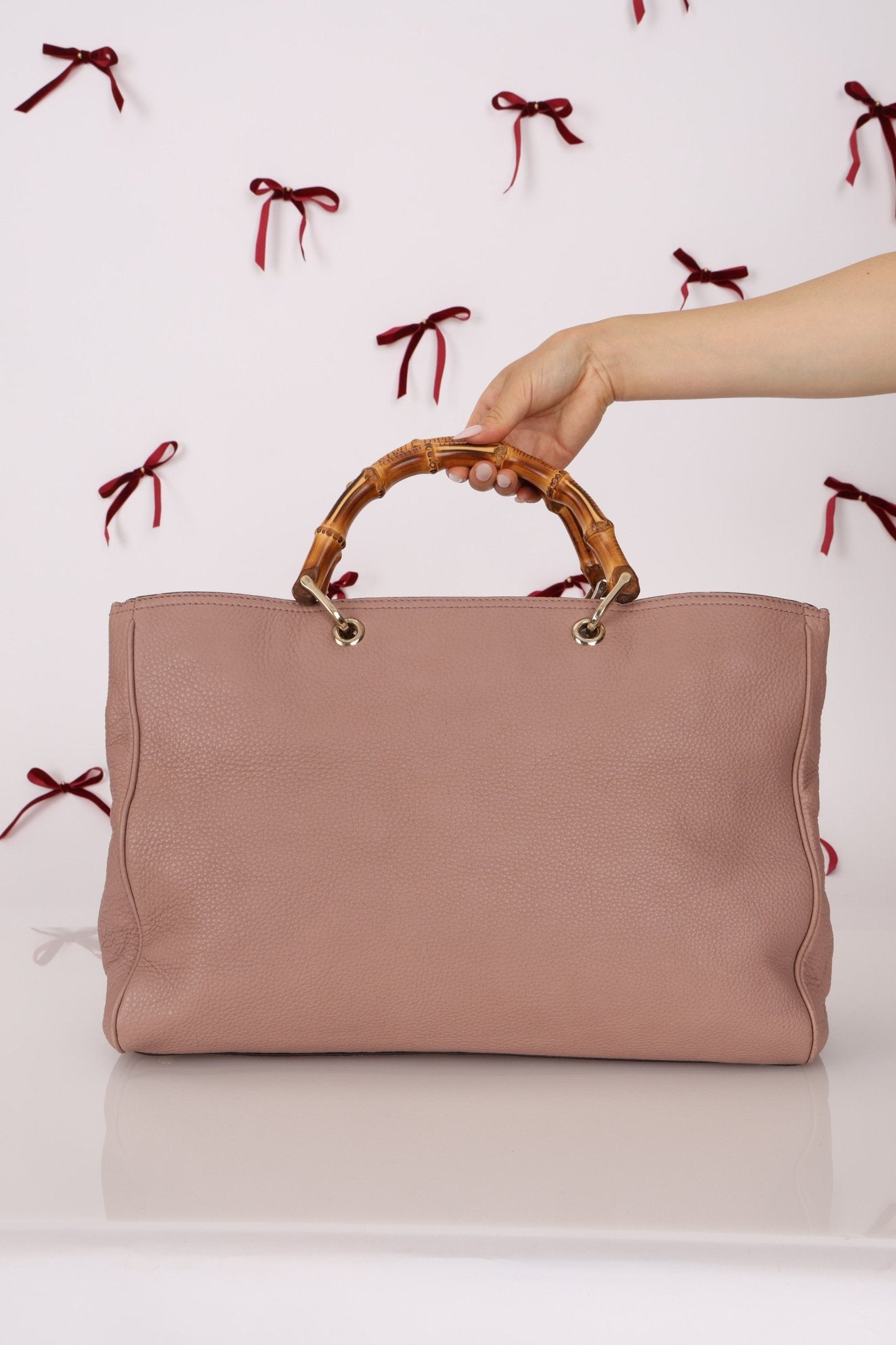 Gucci Nude Leather Bamboo Large Shopper Tote - FashioNica