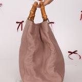 Gucci Nude Leather Bamboo Large Shopper Tote - FashioNica
