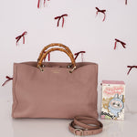 Gucci Nude Leather Bamboo Large Shopper Tote - FashioNica