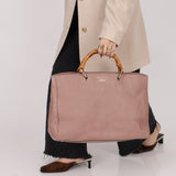 Gucci Nude Leather Bamboo Large Shopper Tote - FashioNica