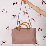 Gucci Nude Leather Bamboo Large Shopper Tote - FashioNica