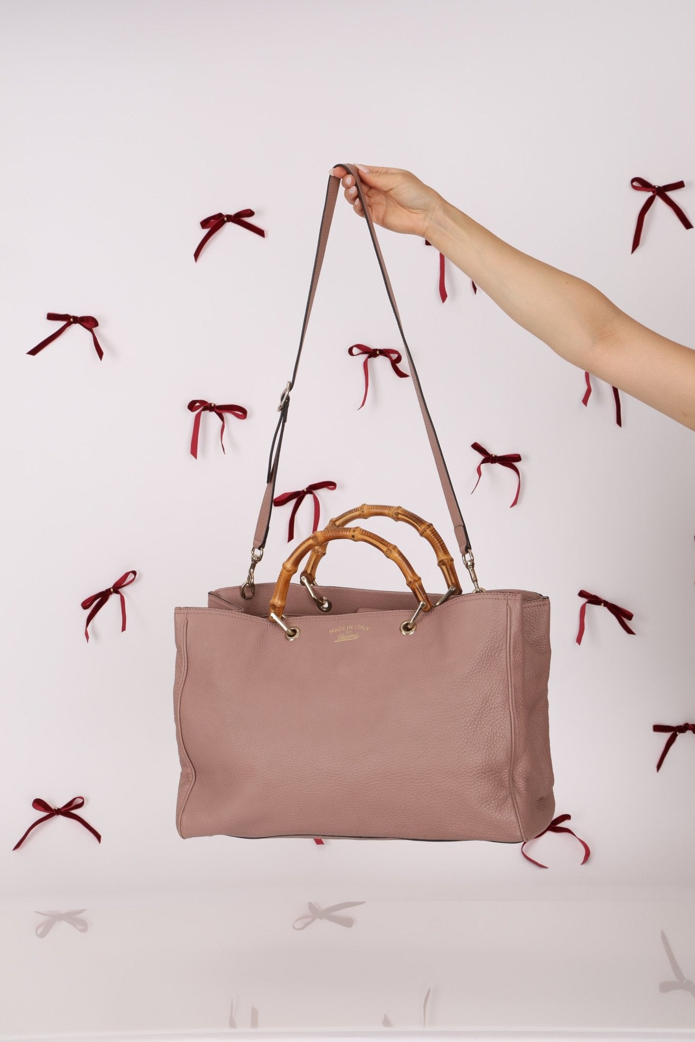 Gucci Nude Leather Bamboo Large Shopper Tote - FashioNica