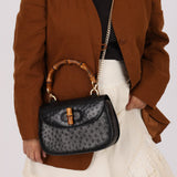 Gucci Ostrich Leather Bamboo Top Handle - FashioNica