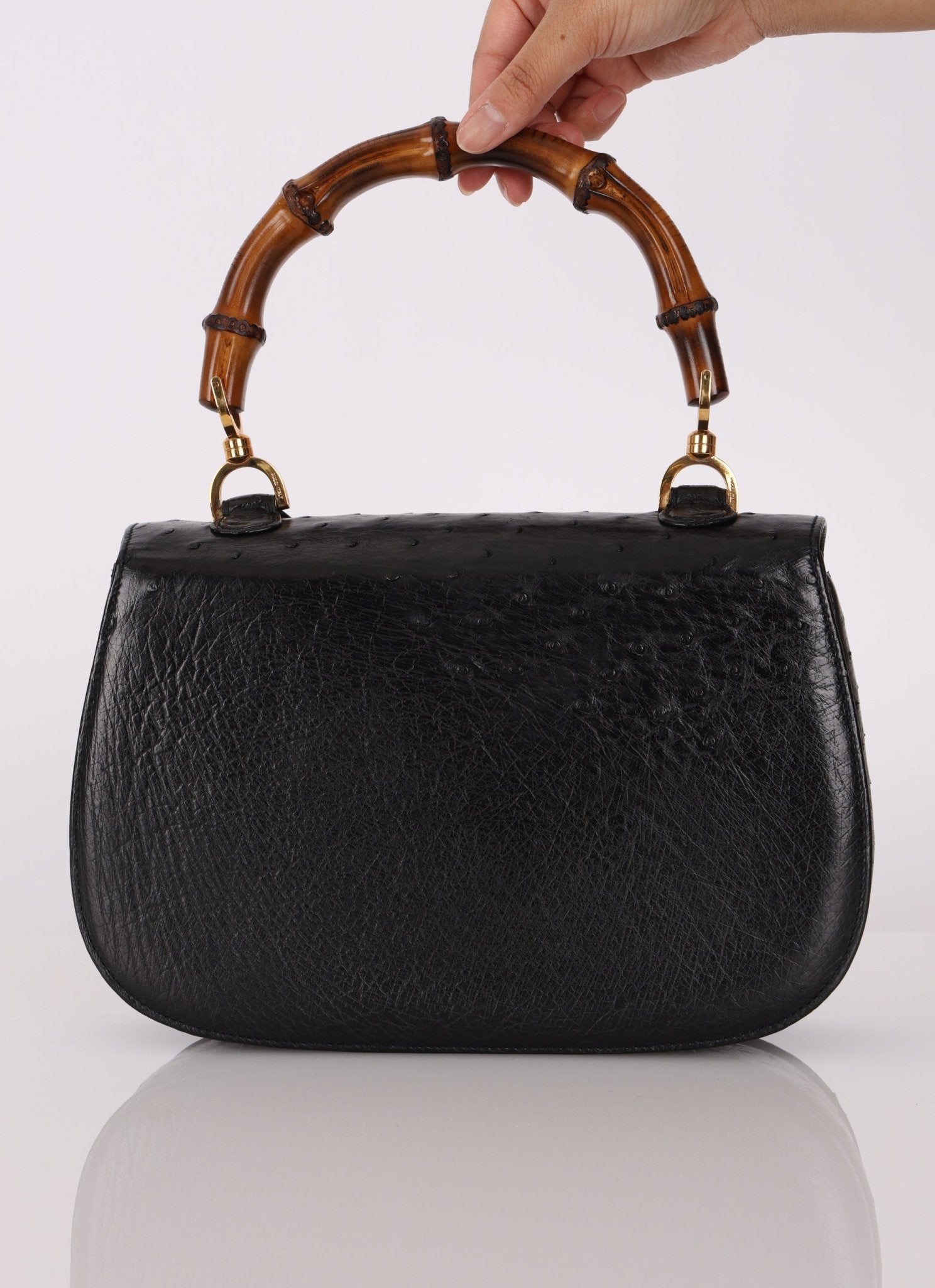 Gucci Ostrich Leather Bamboo Top Handle - FashioNica