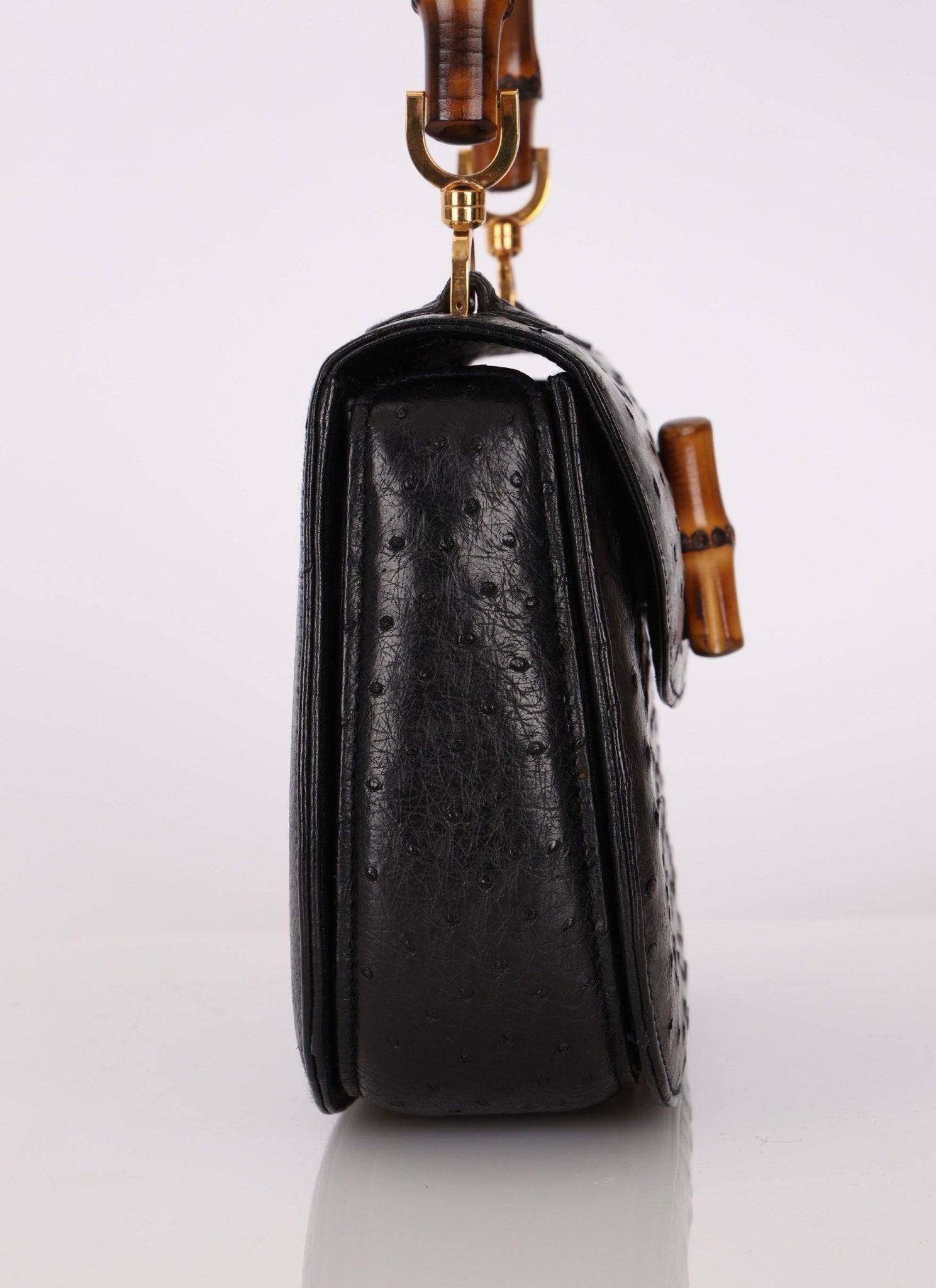 Gucci Ostrich Leather Bamboo Top Handle - FashioNica