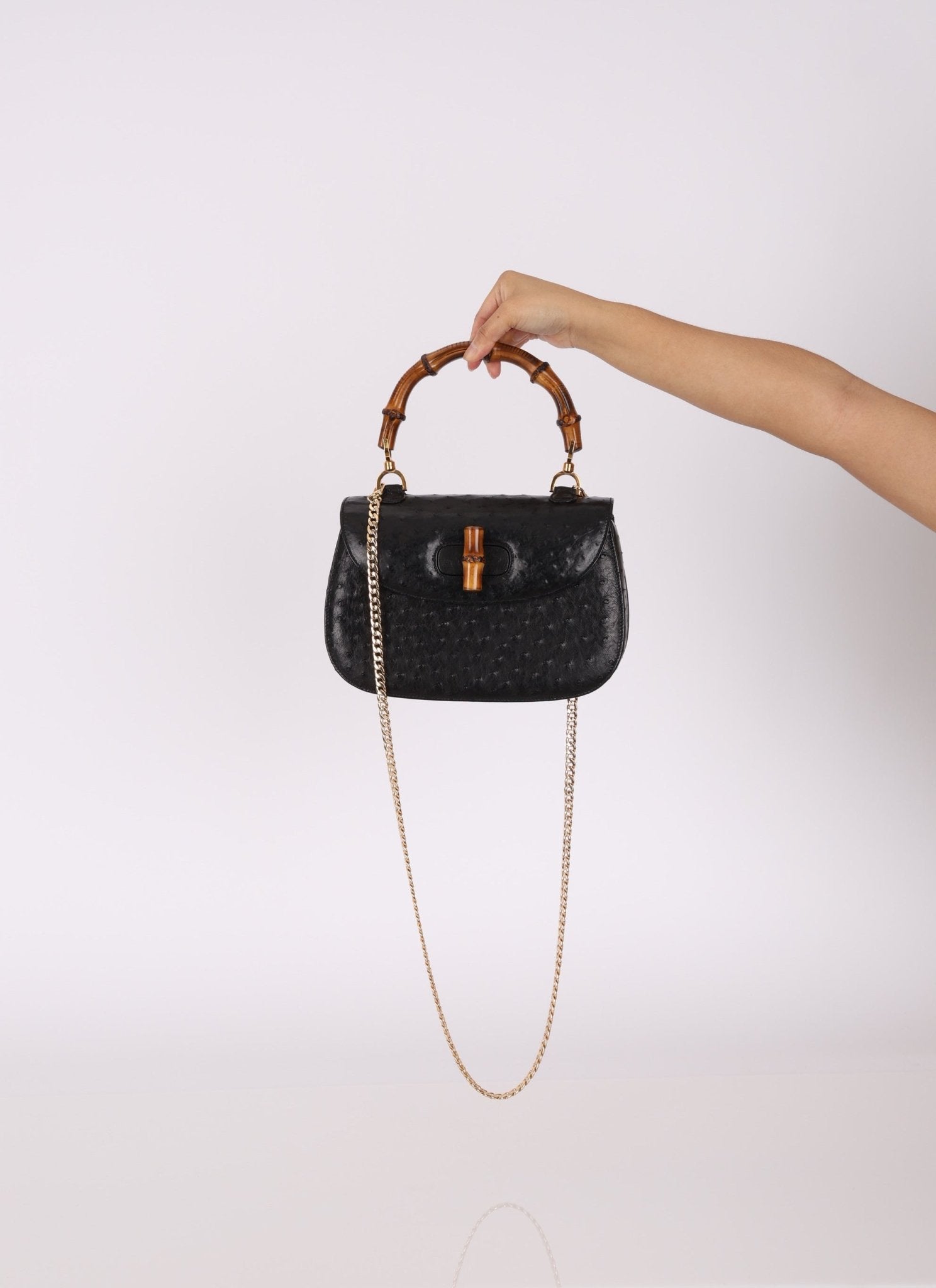 Gucci Ostrich Leather Bamboo Top Handle - FashioNica
