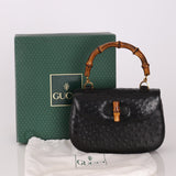 Gucci Ostrich Leather Bamboo Top Handle - FashioNica