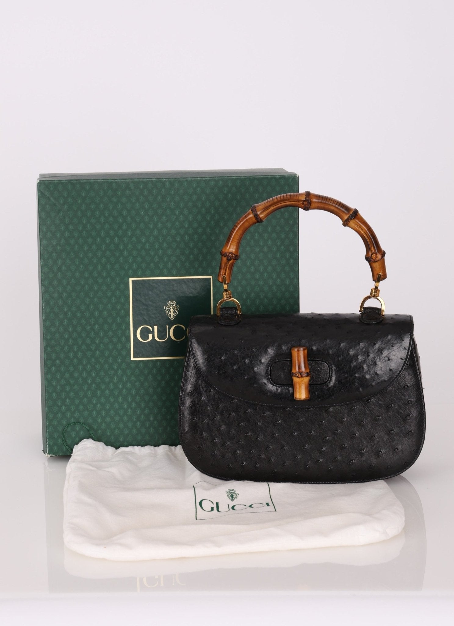 Gucci Ostrich Leather Bamboo Top Handle - FashioNica