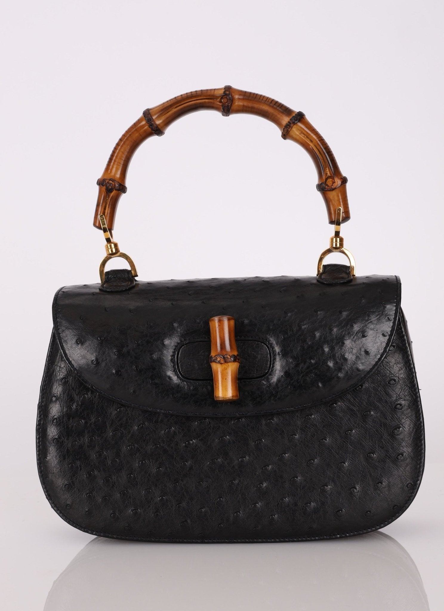 Gucci Ostrich Leather Bamboo Top Handle - FashioNica
