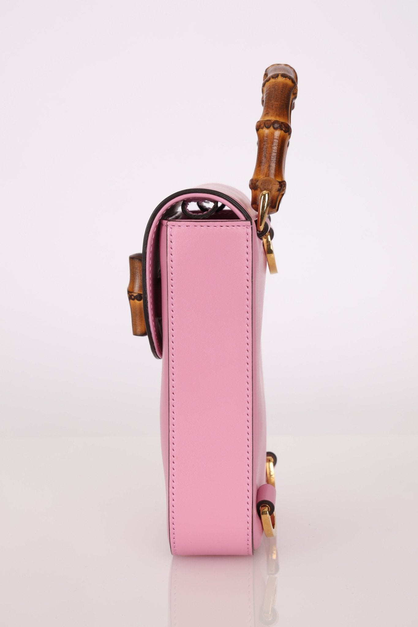 Gucci Pink Bamboo Turnlock Vertical Top Handle 3 Way Bag - FashioNica