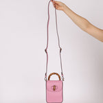 Gucci Pink Bamboo Turnlock Vertical Top Handle 3 Way Bag - FashioNica