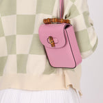 Gucci Pink Bamboo Turnlock Vertical Top Handle 3 Way Bag - FashioNica