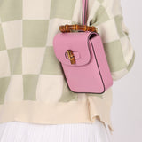 Gucci Pink Bamboo Turnlock Vertical Top Handle 3 Way Bag - FashioNica