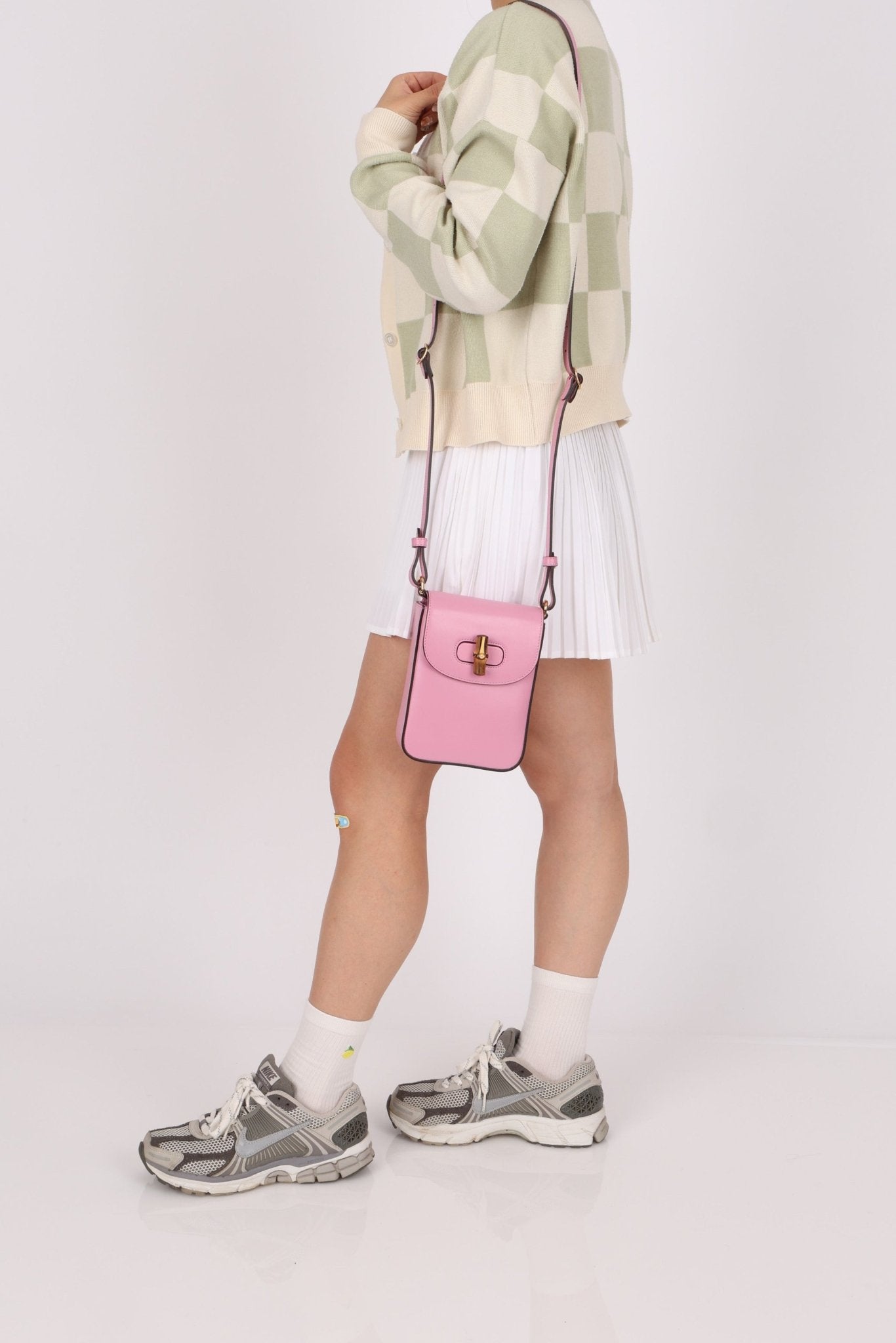 Gucci Pink Bamboo Turnlock Vertical Top Handle 3 Way Bag - FashioNica