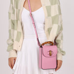 Gucci Pink Bamboo Turnlock Vertical Top Handle 3 Way Bag - FashioNica