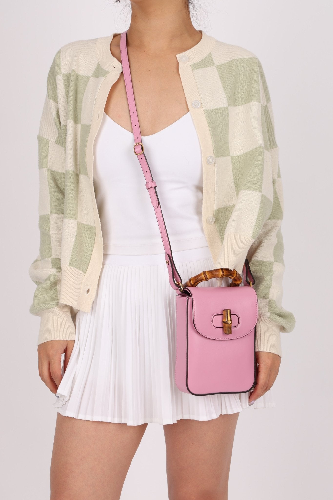 Gucci Pink Bamboo Turnlock Vertical Top Handle 3 Way Bag - FashioNica