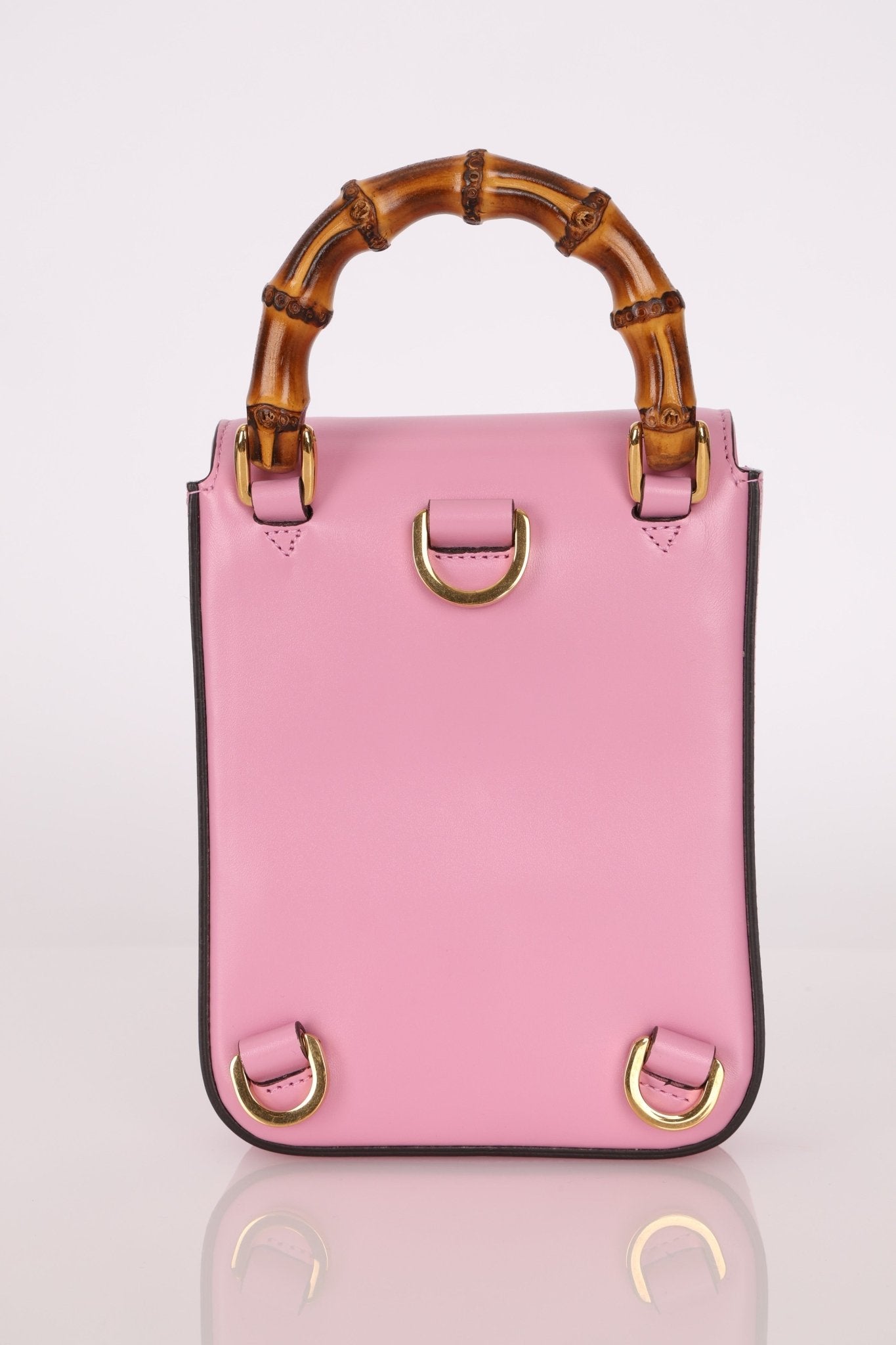 Gucci Pink Bamboo Turnlock Vertical Top Handle 3 Way Bag - FashioNica