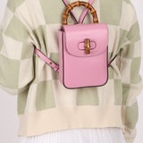 Gucci Pink Bamboo Turnlock Vertical Top Handle 3 Way Bag - FashioNica