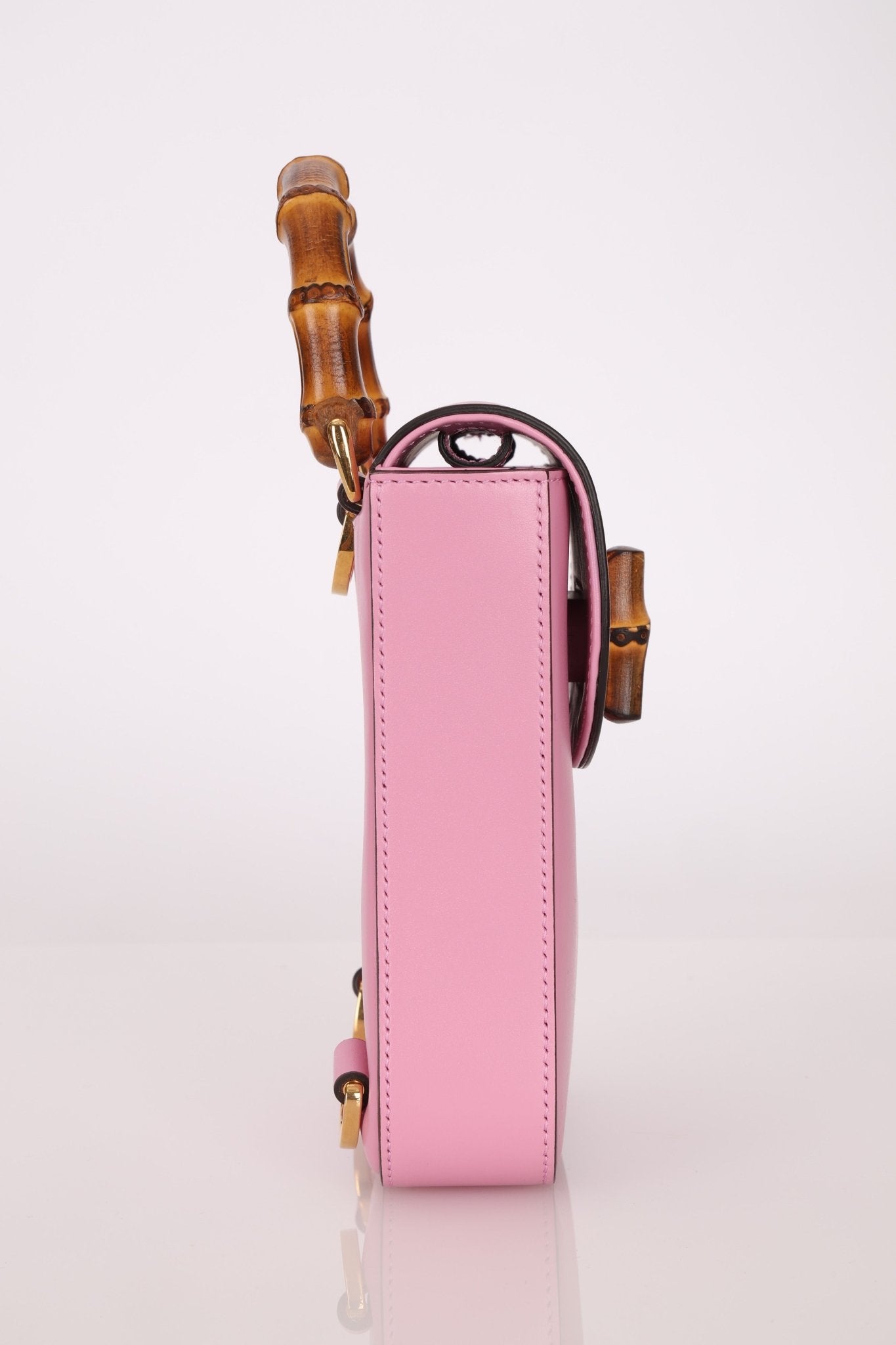 Gucci Pink Bamboo Turnlock Vertical Top Handle 3 Way Bag - FashioNica