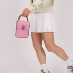 Gucci Pink Bamboo Turnlock Vertical Top Handle 3 Way Bag - FashioNica